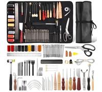Nicpro 85PCS Leather Tooling Kit Leather Working Tools Kit with Custom Storage Bag, Adults Leather Making Craft Tools Beginner Kit for Stamping Sewing Carving Cutting Punching Leather Working