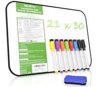 Nicpro A4 Dry Erase Whiteboard with 8 Markers and 1 Eraser, Magnetic Double-Sided White Board with Black Frame, Ideal for Kid Writing & Drawing, Student School, Classroom, Home Use (21x30cm)