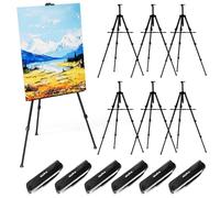 Nicpro Art Easel Stand - Aluminum Metal Tripod for Sign, Display, Poster, Canvas - Adjustable Height 17 to 66" - 6 Pack Black Painting Easels