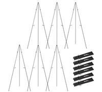 Nicpro Art Folding Easels for Display, 6 Pack 63 Inches Metal Floor Easel Stand Bulk Tripod Black Collapsible for Sign Artist Poster Wedding | with Carry Bag