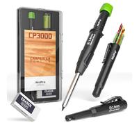 Nicpro Carpenter Pencil with Sharpener, CP3000 Construction Pencils with 6 Refills in a Lead Dispenser, Deep Hole Mechanical Pencil for Construction, Heavy Duty Carpenter Tools for Woodworking Marking