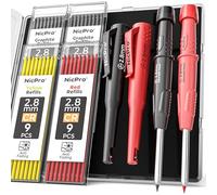 Nicpro CP3000 Carpenter Pencil with Sharpener, 2 Pack Mechanical Pencils Set with 38 Refills, Deep Hole Marker for Construction, Heavy Duty Woodworking Pencil, Carpenter Tools for Architect Marking