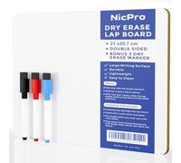 Nicpro Dry Erase Mini Whiteboard A4, Double Sided Lapboard with 3 Water-Based Pens Learning Small White Board Portable Drawing Writing for Student and Classroom Use
