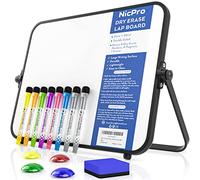 Nicpro Dry Erase Small Whiteboard A4 with Non-Slip Stand, 21 x 30 cm Double Sided Magnetic Desktop White Board with 8 Pens, Eraser, Magnet, Portable Writing Easel for Kid Drawing Student Classroom Use