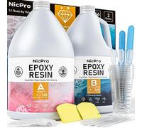 Nicpro Epoxy Resin Kit 2 Gallon/ 9L, Crystal Clear Resins and Hardener High Gloss & Bubbles Free Resin Supplies for Craft DIY, Wood, Table Top, Bar Top, Molds, River Tables with Cups, Sticks, Gloves