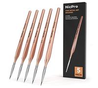 Nicpro Fine Paint Brushes 5 PCS Aesthetic Extra Fine Tip 000 Professional Miniature Painting Artist Set Round 3/0 for Micro Watercolour Oil Acrylic Craft Models Rock Army Paint by Number for Adult