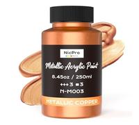 Nicpro Metallic Copper Acrylic Paint, 8.45oz/250ml Large Copper Leaf Paint, Non Toxic, Non Fading Craft Paints for Metal, Wood, Clay, Fabric, Canvas, Furniture, Handcrafts, Art Supplies