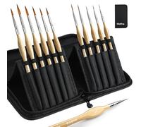 Nicpro Micro Fine Detail Paint Brush Set, 11PCS Small Miniature Fine Tip Detail Brushes with Nylon Holder for Fine Detailing & Art Painting, Acrylic, Watercolor, Oil, Models, Rock, Paint by Number