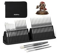 Nicpro Miniature Paint Brushes Dry Brush - 30 PCS Model Paint Brush Set with Nylon Case for Acrylic, Oil, Watercolor, Detail Paint Brush Drybrush for Model, Miniature Painting, Paint by Numbers
