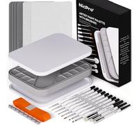 Nicpro Miniature Painting Kit with Wet Palette, 11PCS Detail Paint Brushes Drybrush, 100PCS Wet Pallet Paper, 4PCS Sponge, Brush Holder Mixing Paint Saver Palette for Model Painting