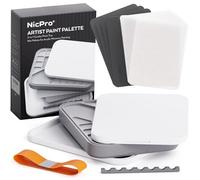 Nicpro Stay Wet Palette for Acrylic Miniature Painting Kit, Paint Tray Palettes with 100PCS Pallet Paper, 4PCS Sponge, Brush Holder Paint Mixing Storage for Model Paint, DIY Craft Class (white）