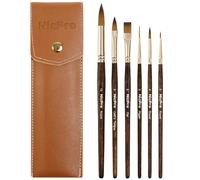 Nicpro Travel Watercolour Brushes Set, 6 Pcs Kolinsky Sable Performance Paint Brush for Professional Artist & Beginners with Round, Rigger, Cats Tongue, Oval Wash for Water Color, Ink Gouache Painting
