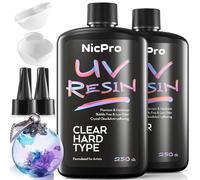 Nicpro UV Resin 500g, 2 PCS Crystal Clear UV Epoxy Resin Kit, High Viscosity & Quick Curing UV Glue Hard, UV Cured Resin for Jewelry Making, Craft, Doming, Coating and Casting