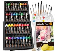 Nicpro Watercolour Paint Kit, Professional Painting Supplies Set 36 Tube Water Color Paints, 8 Synthetic Squirrel Brushes, 25 Paper Pad, Palette, Color Wheel for Artists, Beginners, Adults