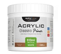 Nicpro White Gesso Primer for Acrylic Painting(28.2 Oz / 513ML), Excellent Coverage, Gesso Surface Prep Medium for Acrylic Paint & Oil Paint, Heavy Gesso Primer for Canvas, Wood, Paper, Plastic