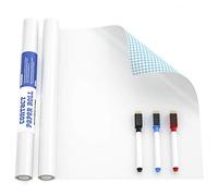 Nicpro Whiteboard Paper Roll, 44 x 200 CM Self-Adhesive Dry Erase White Board Wall Sticker, Board Decal Extra Large Chalkboard Contact Paper with 3 Color Water-Based Pens for Home Office