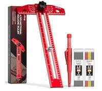 Nicpro Woodworking Scriber Marking Line Ruler, Adjustable Aluminum Alloy Sliding T-Square Ruler with Carpenter Pencil, Angle Adjustment Scale, Precision Line Drawing aid Ruler Tools for Woodworking