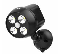 NICREW 600-Lumen Outdoor LED Security Light, Battery Powered Wireless Motion Sensor Light (Black)