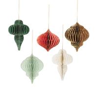 NICROHOME EUR 5 PCS Paper Honeycomb Christmas Decorations, 3D Mini Glitter Edge Hanging Ornaments for Xmas Party Favor, Christmas New Years Eve Party