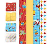 NICROLANDEE Carnival Circus Wrapping Tissue Paper, 24 Sheets Circus Red Yellow Blue Tissue Paper, Circus Theme Gift Wrap Present Paper for Carnival Theme Birthday Baby Shower Party, 20 X15 Inches