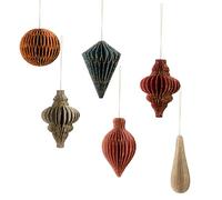 NICROLANDEE Christmas Decorations, 6 PCS Christmas Paper Honeycomb Ornaments with Glitter Edge, Mini Hanging Paper Lanterns for Christmas Tree Decoration Xmas Holiday Party New Year Decor