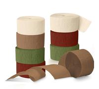 NICROLANDEE Christmas Decorations, 8 Rolls Green Red Brown Crepe Paper Party Streamers for Xmas Hanging Backdrops Decorations, Wedding, Bridal Baby Shower, Birthday, Christmas DIY Craft Supplies