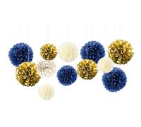 Nicrolandee Navy Blue Party Decorations - 12 Pieces Navy Tissue Paper Pom Poms for Get Ready, Bridal Shower, Wedding, Birthday, Bachelorette, Nursery Decorations, Graduation Accessories