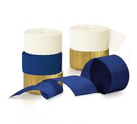 NICROLANDEE Navy Blue Party Decorations - 6 Rolls Navy Blue Gold Crepe Paper Streamers Tassels Streamer Paper for Navy Party Get Ready Bridal Shower Wedding Engagement Birthday Graduation Supplies