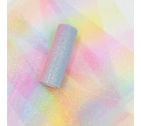 NICROLANDEE Rainbow Glitter Tulle Rolls 6 inch x 10 Yards (30 feet) Shimmer Color for Table Runner Chair Sash Bow Pet Tutu Skirt Fabric Wedding Unicorn Party Birthday Gift