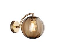 NICRX 150mm Wall Lights Amber Glass Ball Wall Sconce Lights,Glass Globe with Gold Base Wall Lamp,Indoor Wall Light for Bedroom,Bedside,Living Room,Hallway (Amber)
