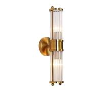 NICRX 2-Light Brass Gold Crystal Wall Sconce, Crystal Glass Wall Lamp with Gold Base (2-Light)