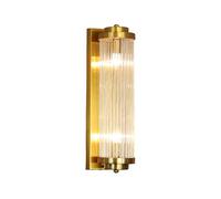 NICRX 40cm Brass Gold Crystal Wall Sconce Light Wall Lamp with Crystal Glass and Base,Indoor Wall Lights for Living Room,Bedroom (Brass Gold)