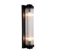NICRX Crystal Glass Wall Sconce 60×12cm 2-Light E14 Modern Black Wall Lamp with Rotatable Twisted Shade Metal Black Backplate for Bedroom Living Room Hallway Hotel Hardwired Indoor Lighting