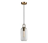 NICRX Glass Pendant Light, Clear Glass with Brass Socket, Post-Modern Hanging Light Ceiling Lamp (Clear)