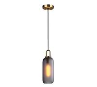 NICRX Glass Pendant Light, Frosted Grey Glass with Brass Socket, Post-Modern Hanging Light Ceiling Lamp (Frosted Grey)
