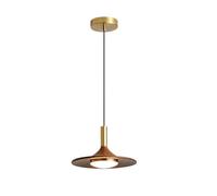 NICRX LED Pendant Light,Adjustable Hanging Lamp with 25cm Walnut Wood Grain Finish Lampshade,3-Color Dimmable (3000K/4000K/6000K),Metal Ceiling Lighting for Living Room,Dining Room,Bedroom(25CM)