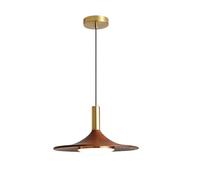 NICRX LED Pendant Light,Adjustable Hanging Lamp with 35cm Walnut Wood Grain Finish Lampshade,3-Color Dimmable (3000K/4000K/6000K),Metal Ceiling Lighting for Living Room,Dining Room,Bedroom (35CM)