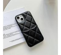 NICRX Luxury Rhombus Plaid Pattern Phone Case For iPhone 14 11 12 13 Pro Max Back Cover Leather Cute Card Cases,Black,for iphone12