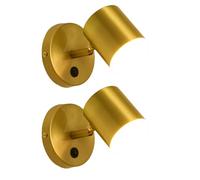 NICRX Modern Brass Wall Light with Switch-Rotatable Bedside Lamp,Adjustable LED Sconce with 3 Color Temperatures,Indoor Wall Lamp for Bedroom,Living Room,Hallway,Hotel Use (A (2 pcs))