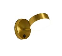 NICRX Modern Brass Wall Light with Switch-Rotatable Bedside Lamp,Adjustable LED Sconce with 3 Color Temperatures,Indoor Wall Lamp for Bedroom,Living Room,Hallway,Hotel Use (B)