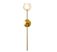 NICRX Modern Crystal Wall Light with G9 Socket - 52cm Gold Metal Sconce with Bud-Shaped Glass Shade,Elegant Bedroom Living Room Corridor Indoor Wall Lamp for Home and Hotel Use (52cm)