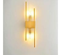 NICRX Modern Crystal Wall Sconce,Luxury Stainless Steel Wall Light with Clear Crystal Rods,E14 Base Geometric Wall Lights,Elegant Wall Lamp for Living Room,Bedroom,Hallway,Hotel (Gold, 60cm)