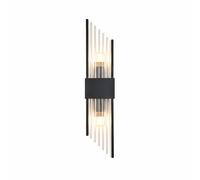 NICRX Modern Crystal Wall Sconce,Luxury Stainless Steel Wall Light with Clear Crystal Rods,E14 Base Geometric Wall Lights,Elegant Wall Lamp for Living Room,Bedroom,Hallway,Hotel (Black, 60cm)
