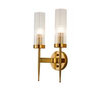 NICRX Modern Crystal Wall Sconce with E14 Gold Base, Elegant Crystal Wall Lamp Light Fixture (2-Light)