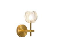 NICRX Modern Gold Crystal Wall Light with G9 Socket - 22cm Short Sconce with Bud-Shaped Glass Shade,Elegant Wall Lamp for Bedroom Bedside, Bathroom Mirror, Hallway Use (22cm)