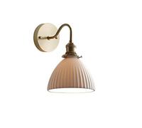 NICRX White Ceramic Wall Light Sconce, with Brass Gold Base Wall Lamp Wall Light (C)