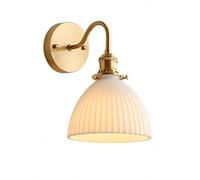 NICRX White Ceramic Wall Light Sconce, with Brass Gold Base Wall Lamp Wall Light (C)