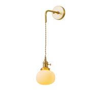 NICRX White Ceramics Wall Light Sconce, with Brass Gold Base Wall Sconces Lamp Drop Wall Light Fixture for Bedside (D)