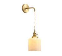 NICRX White Ceramics Wall Light Sconce, with Brass Gold Base Wall Sconces Lamp Drop Wall Light Fixture for Bedside (C)