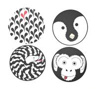 NICU Baby Visual Development Decals, Black and White Animal Designs, 10cm, High-Contrast Incubator Decorations for Newborn Stimulation, 4-Piece Set. Block Sensory